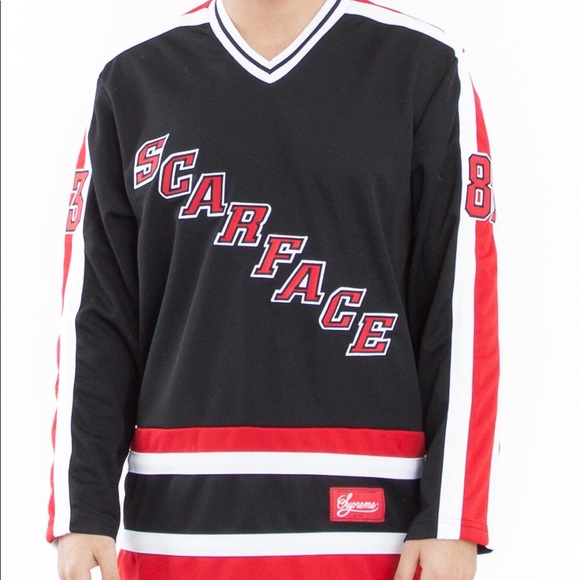 supreme scarface hockey jersey black